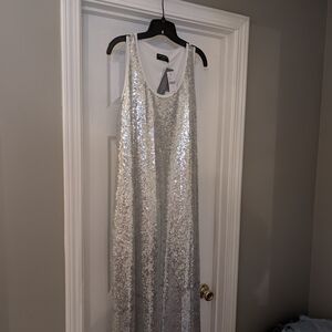 Silver Sequin Sleeveless Dress
